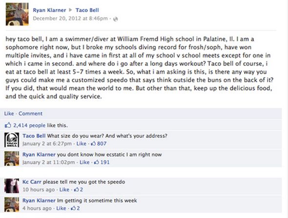 Taco Bell FB comment