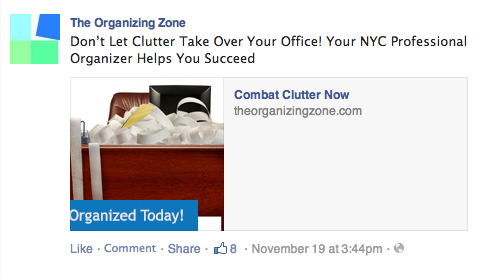 Organizing Zone Facebook Ad