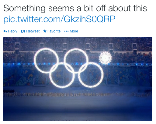 4 of the 5 Olympic rings light up