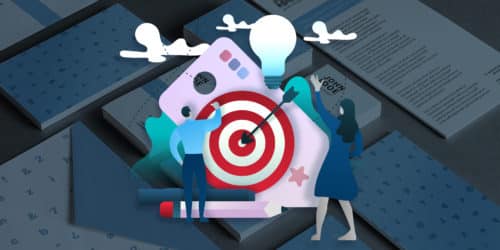 graphic of man and woman brainstorming