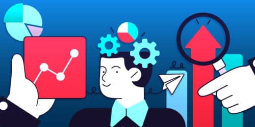 illustration of man with gears on his head demonstrating he is thinking