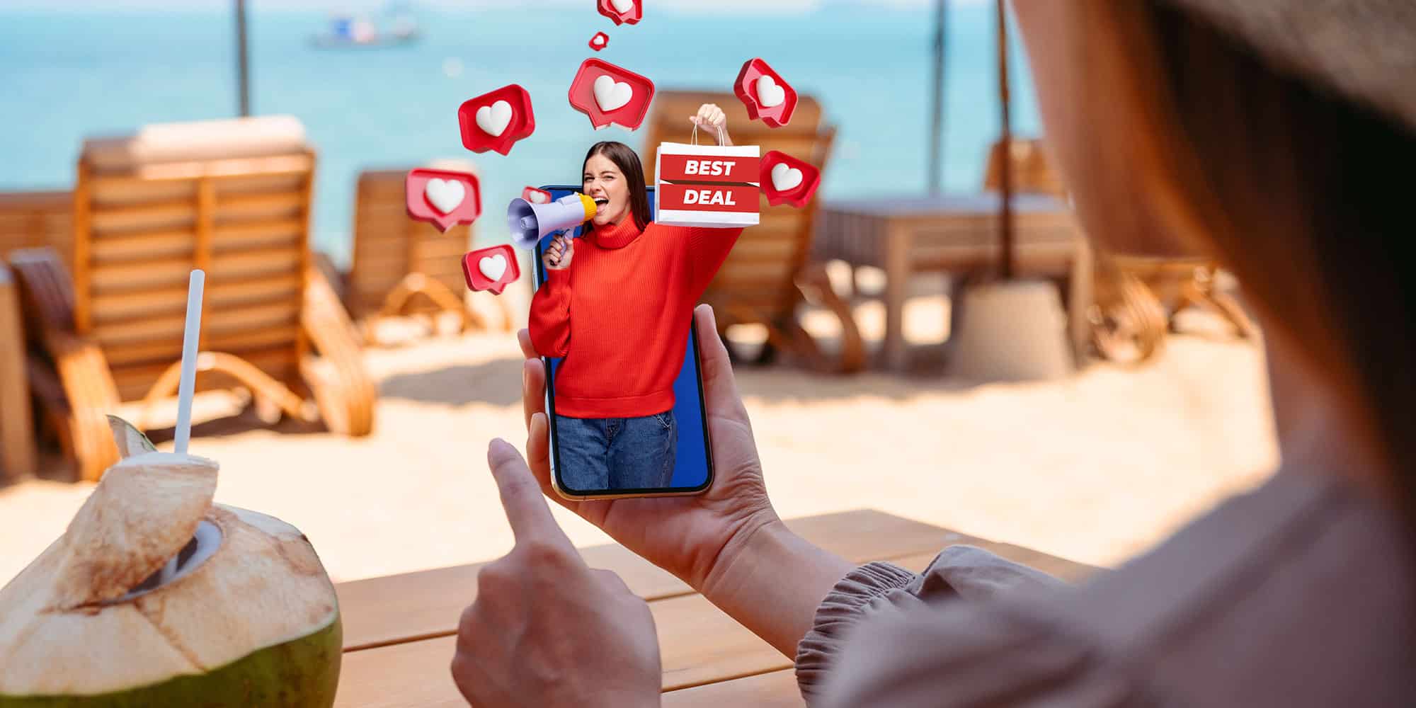 woman announcing deal