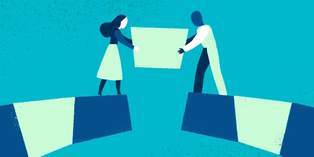 graphic of people helping each other